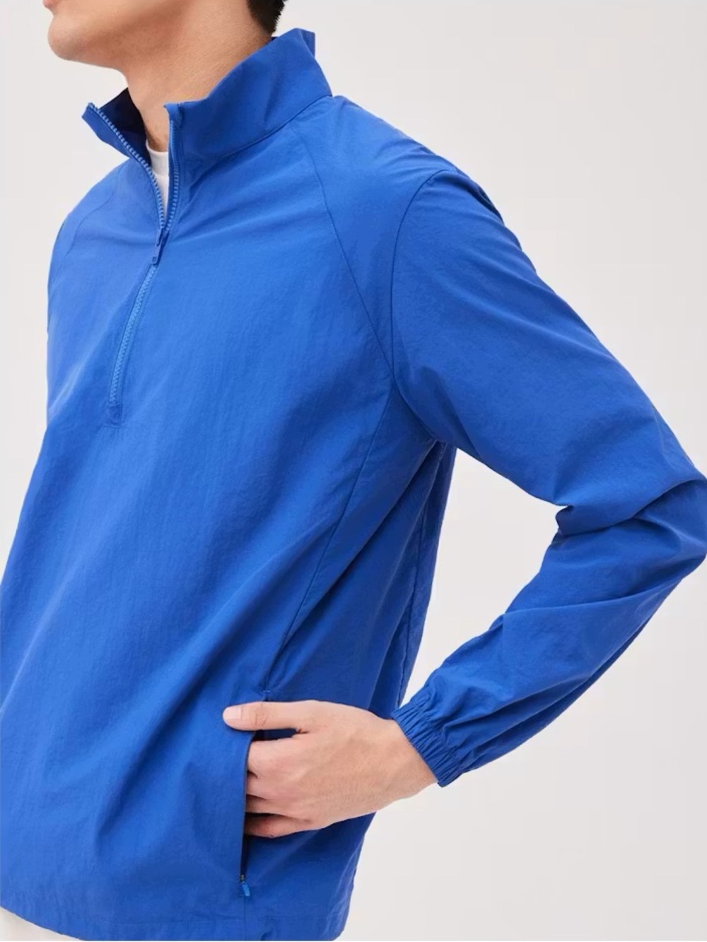 Outdoor Voices Recyled Nylon Quarter Zip-Pullover Blue